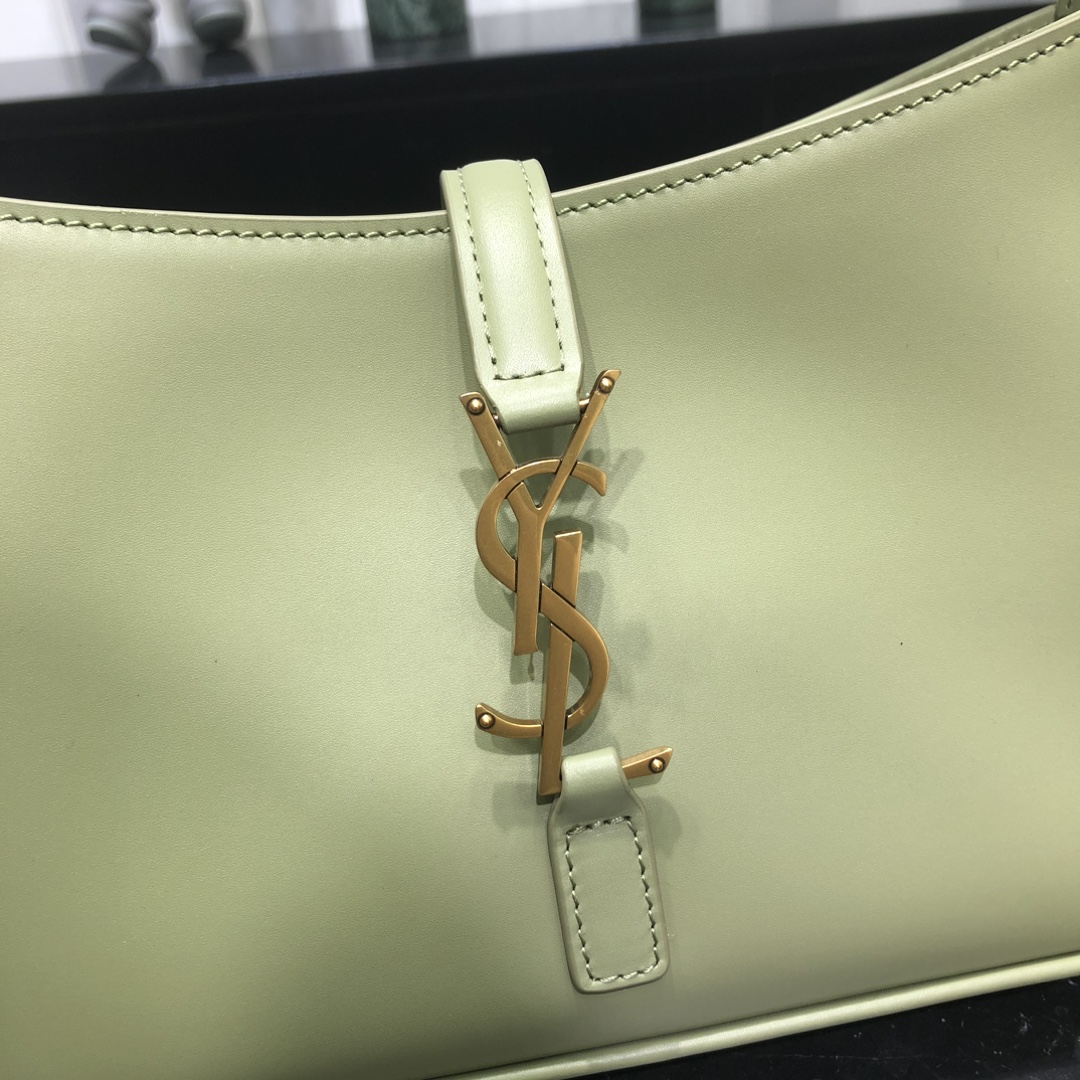 Saint Laurent LE 5 A 7 Smooth Calfskin Shoulder Bag Handbag Light Green 657228 